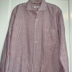Loro Piano Men's Red/White Stripe Dress Shirt